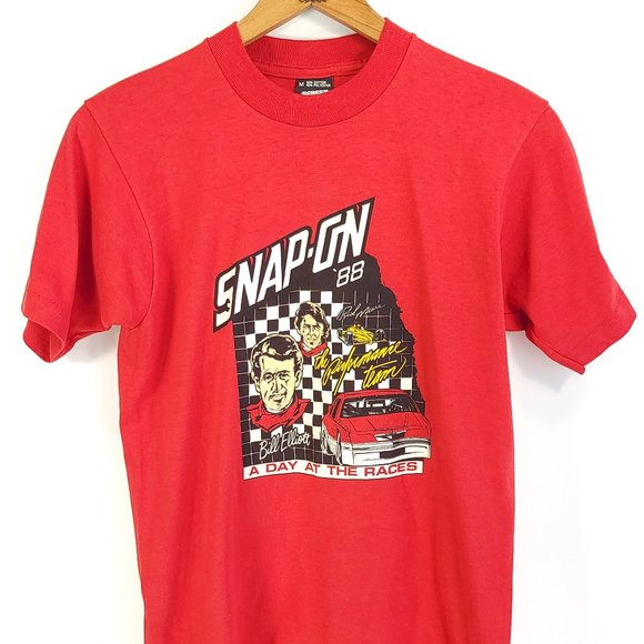 Vintage Snap On Graphic T-Shirt Men's Med Screen Stars Best Red Distressed USA - Picture 1 of 12